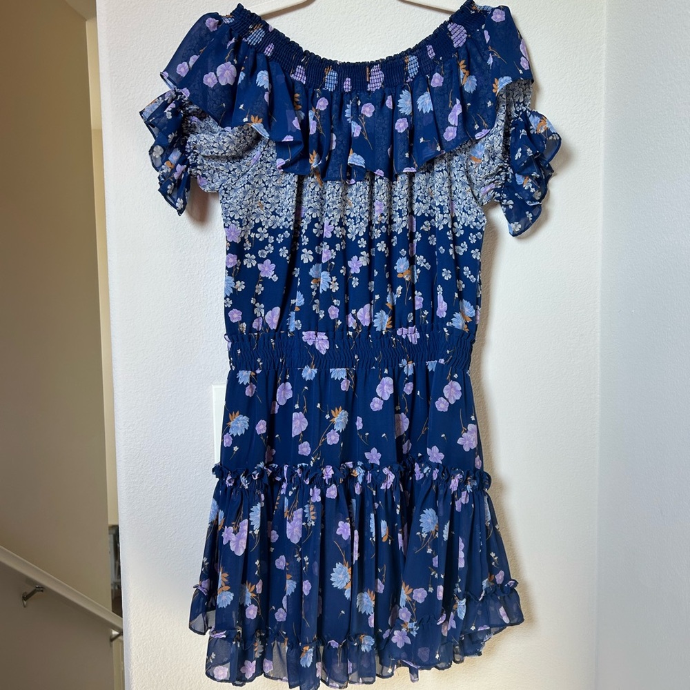 Misa Luella Mini Dress off-the-shoulder in blue